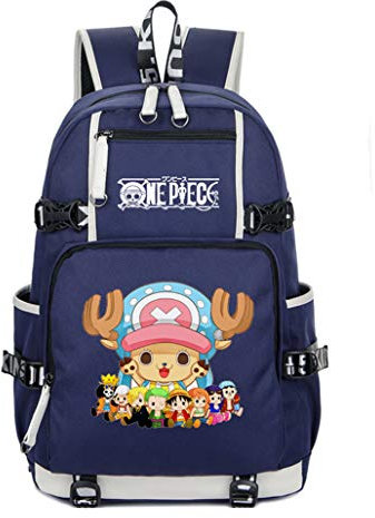 WANHONGYUE One Piece Tony Tony Chopper Anime Backpack Student Schoolbag Laptop Book Bag Rucksack Casual Dayback for Boys and Girls Blue-2