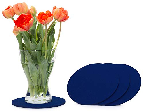 FILU Filzuntersetzer rund 25cm 4er Pack (Farbe wählbar) dunkelblau - Untersetzer aus Filz für Tisch und Bar als Glasuntersetzer/Getränkeuntersetzer für Glas und Gläser