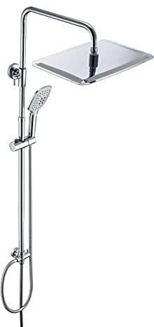 JOHO 304 Edelstahl Duschset ohne Armatur, Regendusche Duschsystem Duschgarniturset mit Duschstange und XXL Kopfbrause 35x25cm Chrom