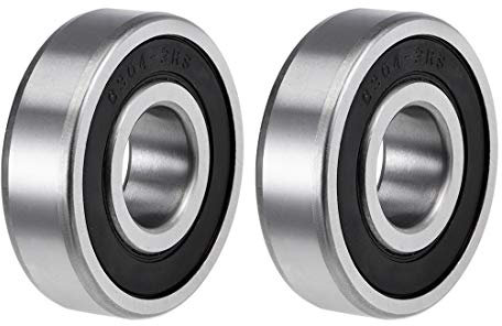 sourcing map 2St Rillen Kugellager 6304-2RS Z2 Doppelt Geschirmt Kohlenstoffstahl 20mm X 52mm X 15mm