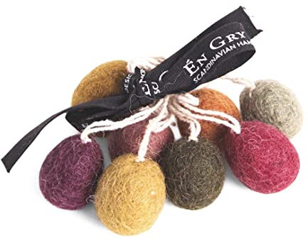 Gry & SIF kleine Osteranhänger Eier, dunkle Farben, Filzeier, Ostern, Osterdeko, Frühlingsdeko aus Filz, Handmade, Fairtrade | dunkle Bunte Ostereier, 2 cm, 8er Set