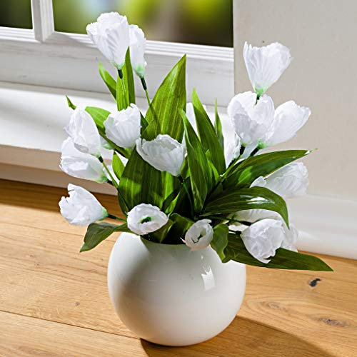 Dekoleidenschaft Krokus Bouquet weiß, 36 cm hoch, Kunstblumen-Strauss, künstliche Blumen