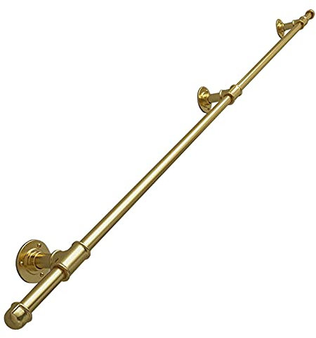 Handlauf für Treppen Innen Aussen Geländer Handläufer mit Halter Stützen, Gold.80cm 90cm 100cm 120cm 150cm 180cm 200cm 250cm 3m |Treppenhausgeländer Haltegriffe Metall Wand Treppe Griff Türgriff