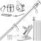 Verbessertes Fahnenmast-Set mit 2-Positionen-Halterung und drehbaren Ringen, 1,5 m bis 1,8 m, Metall-Fahnenmast-Set für 7,6 x 15,7 cm und 10,2 x 15,2 cm große amerikanische Flaggen, Hofhaus