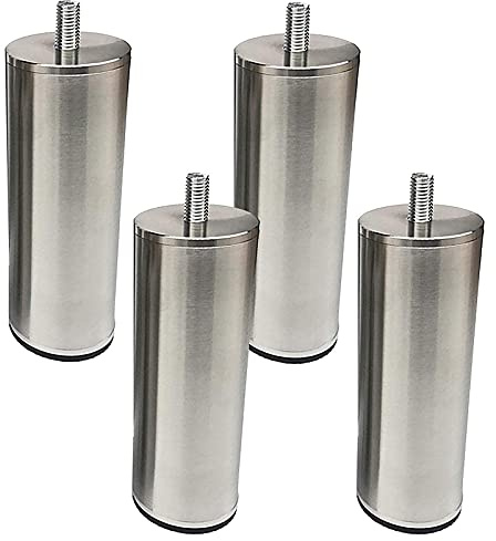 Set di 4 Piedini per Mobili in Acciaio Inossidabile,Gamba per Tavolo in Metallo,Piedi di Ricambio per Divani,per Armadio,Letto,Tavolino da Caffè in Vetro,con Bullone M10,Argento (12.2cm/4.8in)