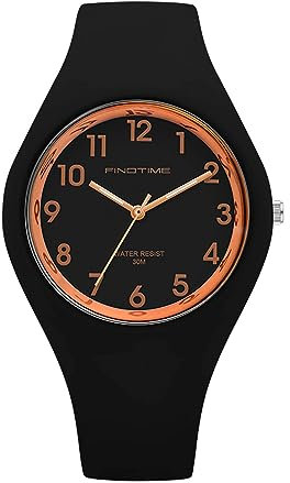 Findtime Montre Sportive pour Femme avec Bracelet en Silicone - Analogique, Quartz, Étanche jusqu'à 5 ATM