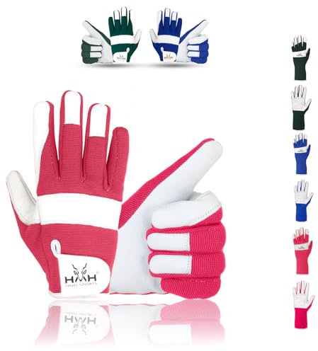 Leder-Gartenhandschuhe für Damen und Herren – robuste Arbeitshandschuhe für Herren und Damen – Sicherheitshandschuhe, Gartenhandschuhe für Damen und Herren (Pink, M)
