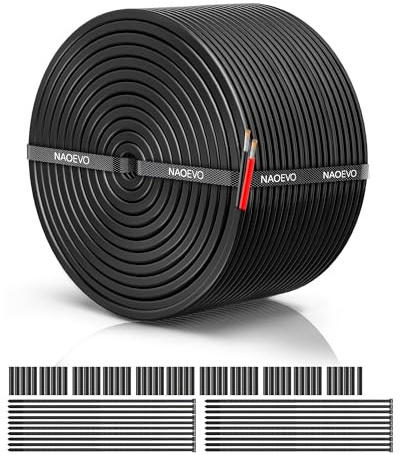 NAOEVO 18 Gauge Wire 2 Conductor Electrical Wire, 18 AWG Stranded PVC Cord, 12V Low Voltage/Tinned Copper/Flexible Cable for Automotive Wiring, Lamp Cord, Marine Cable (100FT)
