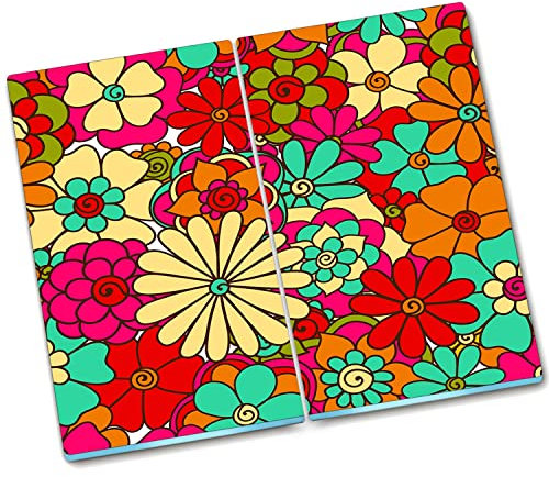 Decormat Schneidebretter Gehärtetes Glas Spritzschutz 2x30x52 cm Schutzbrett Küche Herdabdeckplatte - Vintage Blumen