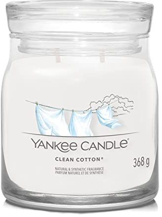 Yankee Candle Signature Scented Candle | Clean Cotton Medium Jar Candle with Double Wicks | Soy Wax Blend Long Burning Candle | Perfect Gifts for Women