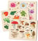 QUOKKA Spielzeug Puzzle ab 1 2 3 Jahre - 3X Set Montessori Holz Steckpuzzle für Kinder ab 4 - Lernspielzeug für Mädchen and Jungen - Pilze, Blumen, Blätter Lernen