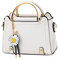 NICOLE & DORIS Handtasche Damen Umhängetasche Klein Schultertaschen PU Leder Satchel Handtasche Mädchen Messenger Crossbody Bag Niedliche Henkeltasche mit Blumen Anhänger Weiß