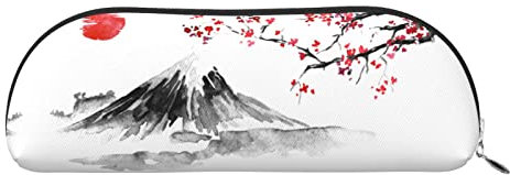 EWMAR Japanisches Halterung, rotes Sonnenmuster, Leder, Federmäppchen, tragbare Reise-Kosmetiktasche, Gadget-Tasche für Teenager, Jungen, Mädchen, silber, Einheitsgröße, Kinderrucksack