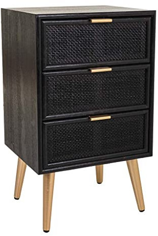 WANDERLUST DECO Mesita de Madera y Rejilla lacada en Negro