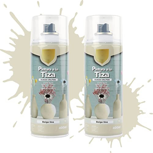 Etrexonline Pintura en Spray Ultra Mate a la Tiza, Chalk Paint Spray, Ideal para Metal,Madera y Cerámica, Acabado de Estilo Vintage - Colores Beige Lino (400ml, 2 Unidades)