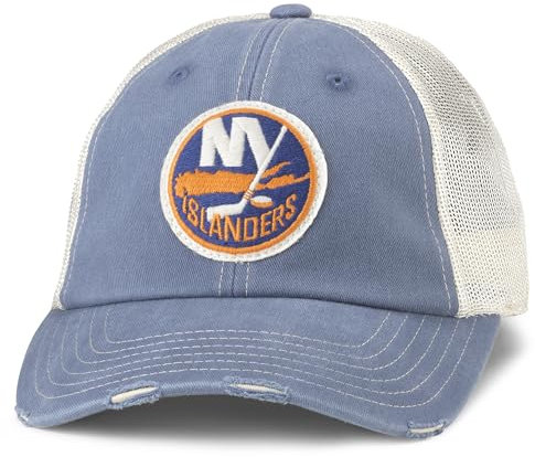 AMERICAN NEEDLE Offiziell lizenzierte NHL Hockey Orville Teammütze, Distressed, Dad Cap, verstellbar, authentisch, New York Islanders (Steel Blue/Stone), Einheitsgröße