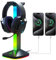 GAMEPOWER Eliterack Headset Halterung, Led RGB, USB 3.0 Hub, Aluminium Konstruktion Kopfhörer ständer, Lichteffekt Modi, 1,5m Kabel, Schwarz