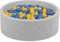 Petsona Piscine pour Chien À Balles Baignoire pour Chien Chat Animal Ronde en Mousse, Gris Clair: Bleu/Jaune