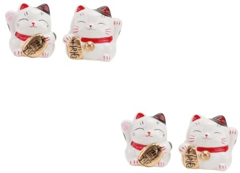 PRETYZOOM 4 Stück Geschäftseröffnungsgeschenke Münzspartopf Innenraum Autozubehör Glückskatzen Statue Münzbank Japandi Dekor Sparschwein Geldkassette Schreibtisch Keramik Kind Weiß