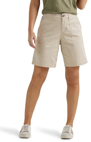 Lee Womens Ultra Lux Comfort with Flex-to-go Utility Bermuda Shorts, Greige, 6 US