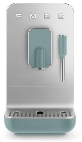 Smeg BCC02EGMUK Bean to Cup Coffee Machine, Retro 50's Style, Steam Wand, Matte Emerald Green
