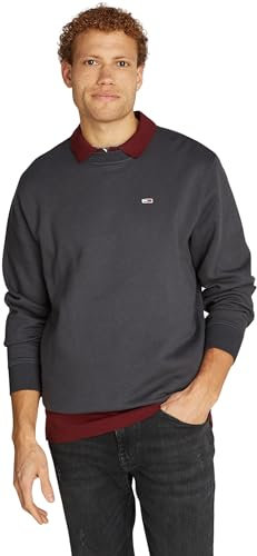 Tommy Jeans Sweat Homme Regular Fit Flag Fleece Col Ras-du-Cou, Gris (New Charcoal), XL