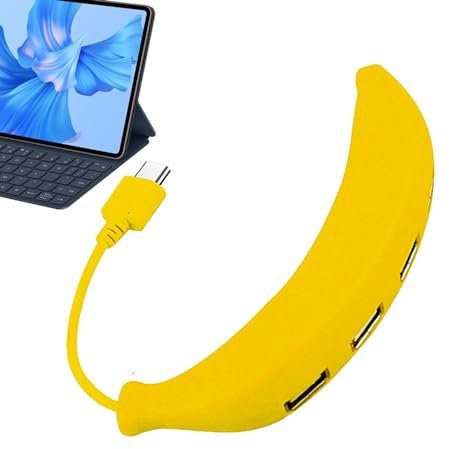 TILEZE USB Extender Hub, USB Multiport Adapter 4 Port Hub Splitter, USB Extender Hub With Banana Shaped, Expander Hub Type C Adapter, Faster Data Transfer Port Hub For PC, Laptop, Flash Drive, Camera