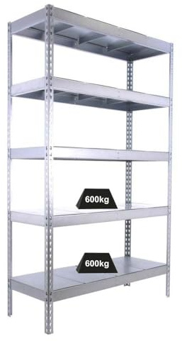 PROREGAL Schwerlastregal Metal Beast Five | HxBxT 200x150x60cm | Fachlast 600kg | Verzinkt | Regal Standregal Werkstattregal Lagerregal Kellerregal