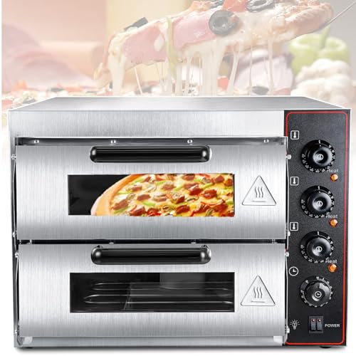WUDLi Horno De Pizza Comercial De 40 litros, Horno De Pizza Eléctrico De Doble Capa, 16 Pulgadas con Piedra para Pizza, Tostadora Multiusos para Hornear, para Uso Doméstico En Restaurantes