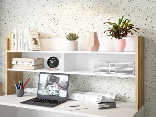 möbelando Schreibtischaufsatz >Modultrick< in Artisan Eiche/Weiß - 139,6x60x25,8 (BxHxT)