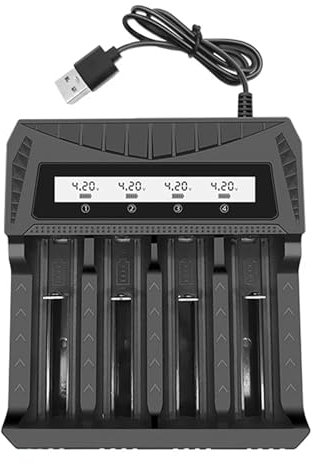 JOYSOG 18650 Battery Charger with LCD Screen for 3.7V 26650/21700/18650/18500/16340/14500/AA/AAA Lithium Battery Charger (4 Slots)