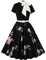 Odizli Rockabilly Kleider Damen 60er 50er Jahre Vintage Audrey Hepburn Kurzarm Krawatte Polka Dot Petticoat Swing Coctailkleid Hochzeit Festlich Knielang Sommerkleid Kurz Abendkleid Schwarz Rosa XL