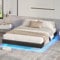 DICTAC Bett 180x200 mit LED Beleuchtung, Polsterbett 180x200 cm Bettgestell mit Lattenrost, Schwarz Floating Bed Frame, Schlafzimmer Bettrahmen 180x200cm, einfache Montage, Stabil,ohne matratze