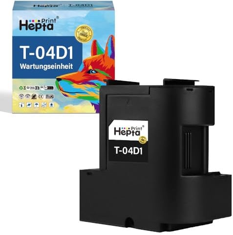 Hepta Print Wartungsbox Kompatibel für Epson T04D1 T04D100 C13T04D100 Maintenance Box für Epson WF-2860 ET-4750 ET-4850 ET-3750 ET-15000 ET-3700 ET-4856 ET-5150 ET-5170 XP-5100 Drucker (1)