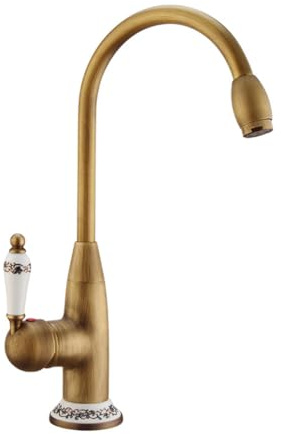 Wasserhahn Küche - Küchenarmatur Retro Antik Stil Messing Einhebel 360° Schwenkbar Spültischarmatur Mischbatterie, Hoher Auslauf Armatur Küche, Bronze