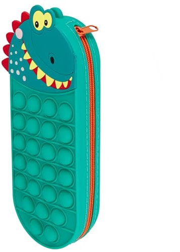 sarcia.eu Dinosaurier Silikon-Federmäppchen für Jungen, mit Reißverschluss, pop it 8x21x4cm