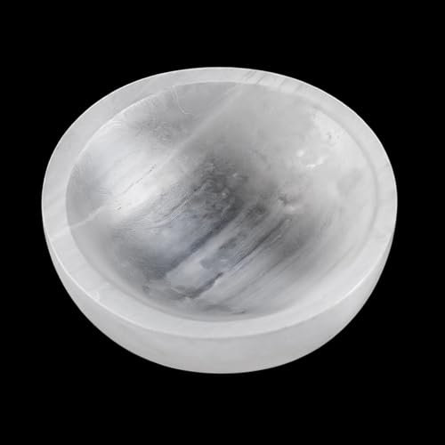 yeeplant Cuenco grande de cristal de selenita pulido, plato de carga de 3.15 pulgadas para piedras preciosas y joyas, elegante pieza de decoración de habitación