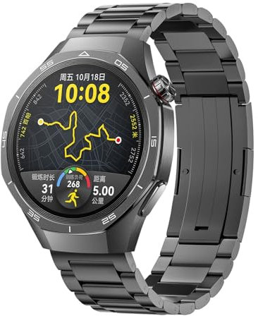 Bracelet en Métal Titane Compatible avec Huawei Watch GT 5 46mm/GT 5 Pro, Bande de Montre de Rechange en Acier Inoxydable pour Homme et Femme (Gris)