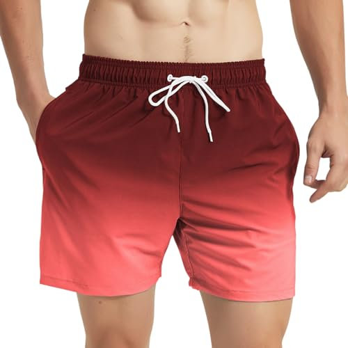 RUMAOZIA Badehose Herren Kurz Sommer Beach Shorts Casual Kurze Hosen Atmungsaktiv Schwimmhose Strandshorts Board Shorts Farb-Verlauf Sport Short Elastische Taille Schnelltrocknend Swim Shorts
