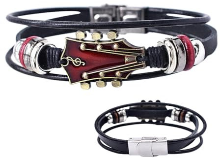 Palaufr Bracelet De Guitare, Bracelet Manchette De Guitare, Bracelet En Corde Tressée, Bracelets Réglables De Style Punk, Bracelets Multicouches Tissés À La Main Pour Les Amis Et La Famille