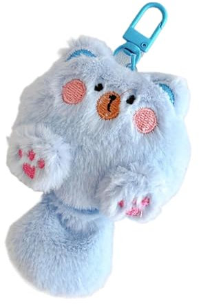 Porte-clé, 10 cm, Compagnon en peluche, Avec anneau pour porte-clés, trousseau de clés, Porte-clés en Peluche idéal comme Cadeau pour Hommes, Femmes et Enfants (Style lapin bleu)