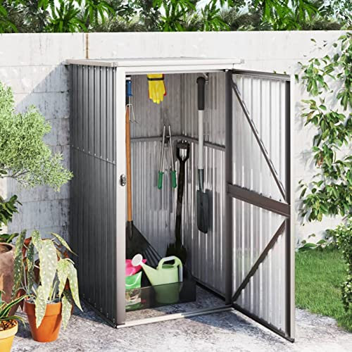 Gartenschuppen Gartenschuppen Grau Verzinkter Stahl Garten Gerätehaus Outdoor Aufbewahrungsbox für Gartenmöbel 88x89x161cm