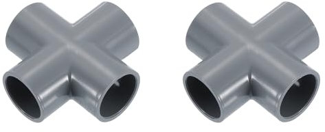 sourcing map Accesorios de PVC de 3/4 pulgadas, 2 piezas de conector de codo de 4 vías, accesorios de esquina de PVC para suministros de agua, muebles de PVC, conexión de tienda de campaña, color gris