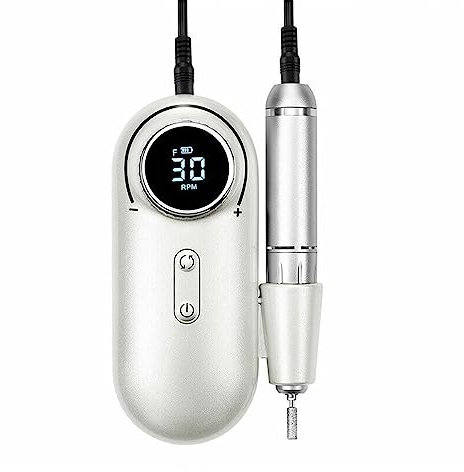 Nouveau Design perceuse à ongles 30000 tr/min ponceuse électrique équipement HD affichage Machine de manucure for ongles ensemble de tour professionnel(blanc)