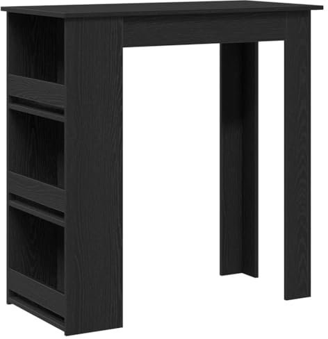 vidaXL Bartisch mit Regal Schwarz Eichen-Optik 102x50x103,5 cm, Party Tisch, Frühstückstisch, Barmöbel, Bistrotisch, Stehtisch, Esstisch, Küchentisch