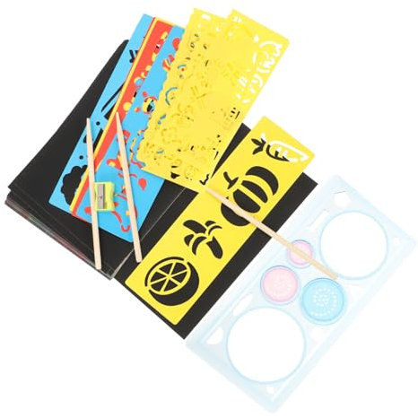 KONTONTY 1satz Rainbow Kratzpapier Set Für Mädchen Stift Vorlagen Für Basteln Für Partys Und Gemeinsames Zeichnen Mit Eltern