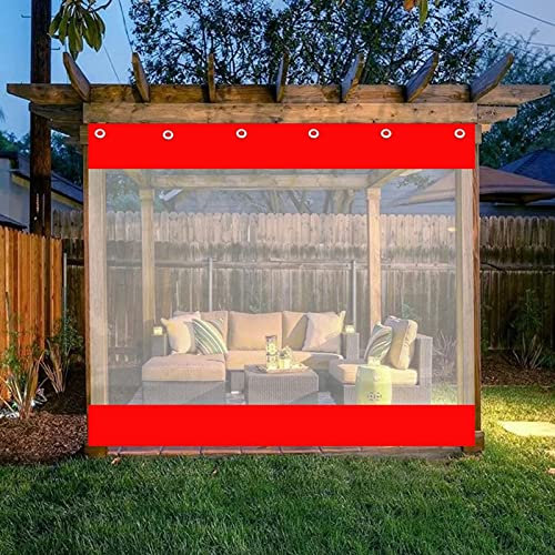 Heavy Duty Red PVC Waterproof Tarpaulin Panel with Eyelets for Outdoor Pergola Terrace and Tent Side Curtains 6x2.7m