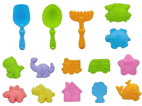 Sandformen Set 15pcs süße Cartoon Safe & Fun Sand Spielzeug Bildungs- und Lernspielzeug für Jungen Mädchen Kinder