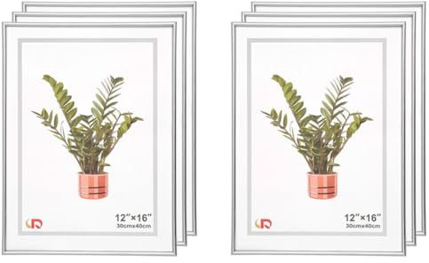 MARCOFOTO Set de 6 Marcos de Fotos 30x40 cm – PVC Color Plateado con Cristal – Marcos para Cuadros, Fotos o Laminas – Decoracion de Pared en Hogar, Oficina, Negocio o como Regalo