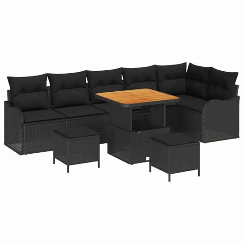 vidaXL Gartensofa-Set 9 STK. Schwarz Poly-Rattan